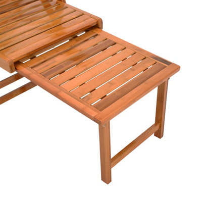 Brown foldable adjustable balcony wooden bamboo chair lounge chair - 4