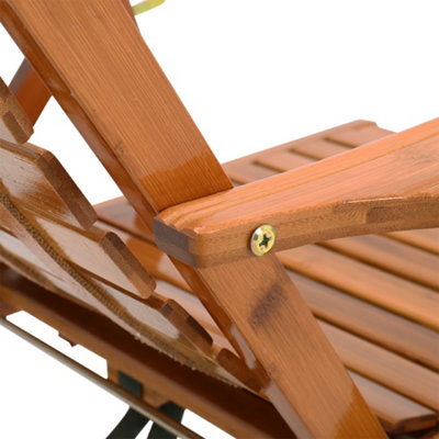 Brown foldable adjustable balcony wooden bamboo chair lounge chair - 5