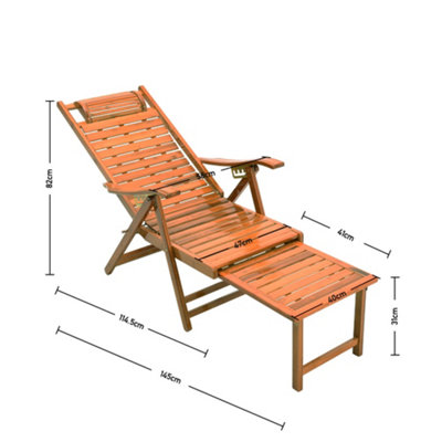Brown foldable adjustable balcony wooden bamboo chair lounge chair - 6