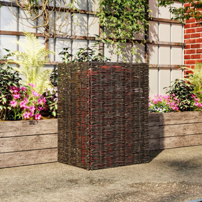 Brown Garden Fence Trash Can Fence Wicker Yard Privacy Fence Outdoor Animal Barrier Flower Bed Border