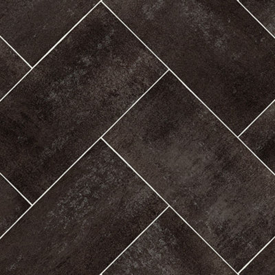 Brown Herringbone Pattern Stone Effect  Vinyl Flooring For LivingRoom DiningRoom And Kitchen Use-1m X 2m (2m²)