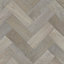 Brown Herringbone Pattern  Wood Effect Vinyl Sheet For DiningRoom LivingRoom And Kitchen Use-3m X 4m (12m²)