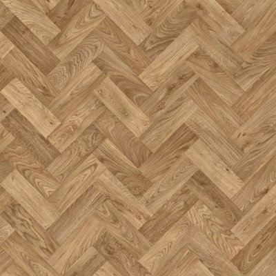 Brown Herringbone Wood Effect Vinyl Flooring For Contract Commercial ...