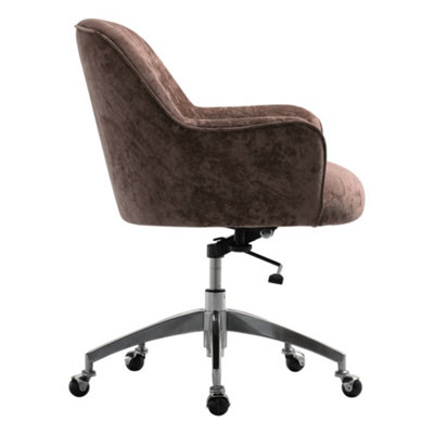 Brown Ice Velvet Upholstered Swivel Office Chair Desk Chair with Armrest