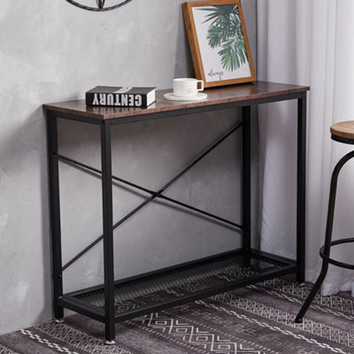 Brown Industrial Style Side Table with Open Storage Mesh Shelf | DIY at B&Q