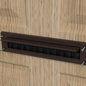 Brown Internal PVC Letterbox Draught Excluder Seal With Brush & Flap Stormguard