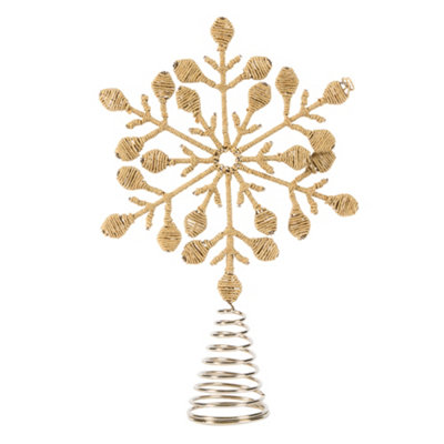 Brown Jute Snowflake Christmas Decorations Tree Topper