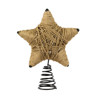 Brown Jute Star Christmas Decorations Tree Topper