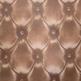 Brown Leather Effect Headboard Chesterfield Tufted Vinyl Bedroom Wallpaper Vinyl