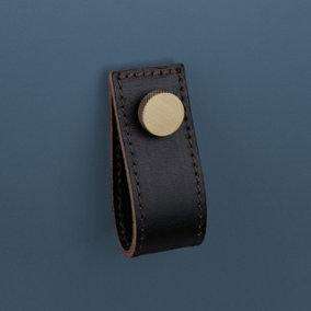 Brown Leather Handle With Knurling Fixing - Brass
