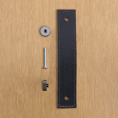 Brown Leather Handle With Knurling Fixing - Gunmetal