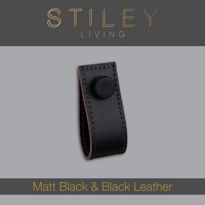 Brown Leather Handle With Knurling Fixing - Matt Black