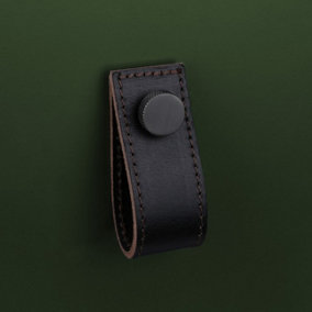 Brown Leather Handle With Knurling Fixing - Matt Gunmetal