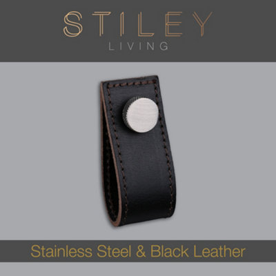 Brown Leather Handle With Knurling Fixing - Stainless Steel