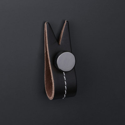 Brown Leather Handle With Stud Fixing - Gunmetal