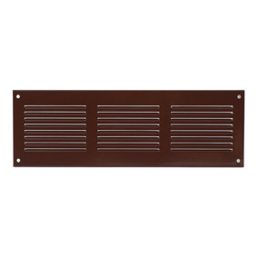 Brown Metal Air Vent Grille 300mm x 100mm with Fly Screen Flat