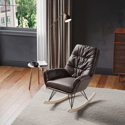 Modern leather best sale rocking chair