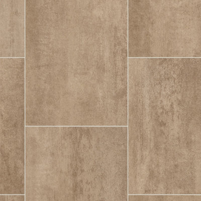 Brown Modern Tile Effect Anti-Slip Vinyl Flooring For Kitchen, Bathroom ...