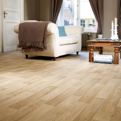 Brown Modern Wood Effect Anti-Slip Vinyl Flooring for Home, Shops, Offices, 3.8mm Thick Vinyl Sheet-3m(9'9") X 2m(6'6")-6m²