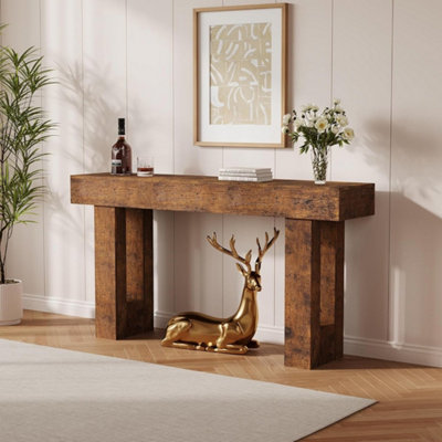 Brown Open Shelf Console Table Entryway Living Room