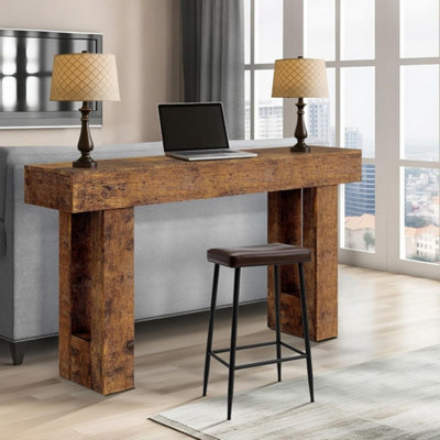 Brown Open Shelf Console Table Entryway Living Room