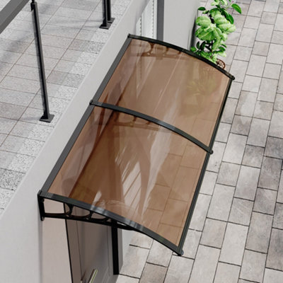 Brown Outdoor Door Canopy Window Awning for Window and Door 200cm W x ...
