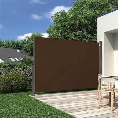 Brown Outdoor Garden Retractable Sun Protection Privacy Side Awning 300 ...