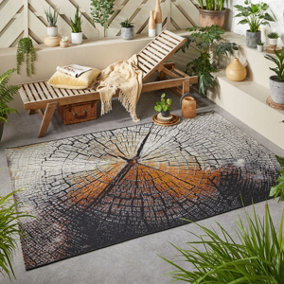 Brown Outdoor Rug, Abstract Stain-Resistant Rug For Patio Decks Garden Balcony, Modern Outdoor Area Rug-200cm X 285cm