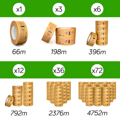 Brown Paper Tape Packing Tape 48mm x 66m Pack of 12