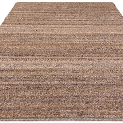 Brown Plain Handmade 4mm Thick Anti-Shed Rug For Bedroom, Dining Room ...