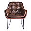 Brown PU Leather Occasional Armchair Relaxing Chair with Metallic Legs