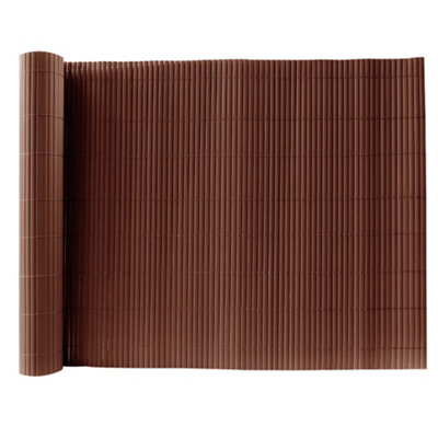 Brown PVC Privacy Fence Sun Blocked Screen Panel Blindfold for Balcony 1.5 x 3 M