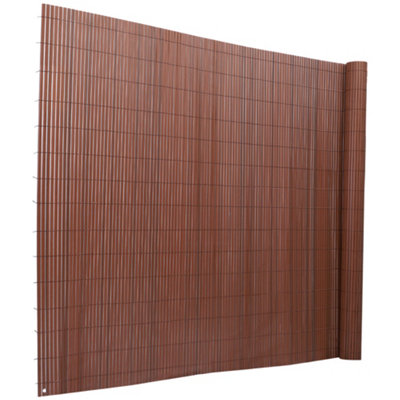 Brown PVC Privacy Fence Sun Blocked Screen Panel Blindfold for Balcony 1.5 x 3 M