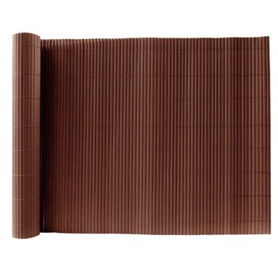 Brown PVC Privacy Fence Sun Blocked Screen Panel Blindfold for Balcony 1.8 x 3 M