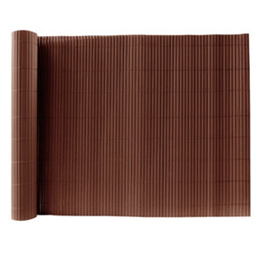 Brown PVC Privacy Fence Sun Blocked Screen Panel Blindfold for Balcony 1.8 x 3 M