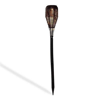 Brown Rattan Effect Solar LED Garden Torch