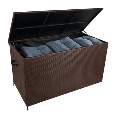 Brown Rattan Garden Storage Box Large 582L Outdoor Chest