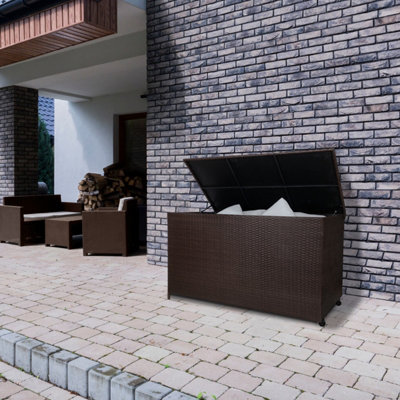 n.♡商品　garden　brown　5段 Brown Rattan Garden Storage Box Large 582L Outdoor Chest