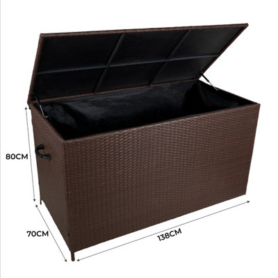 Brown Rattan Garden Storage Box Large 582L Outdoor Chest