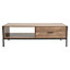 Brown Retro Metal Frame Coffee Table with Drawers