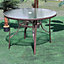 Brown Round Garden Tempered Glass Top Outdoor Patio Dinging Table with Parasol Hole 105cm