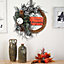 Brown Round Simulated Halloween Wreath Wall Hanging Decoration with Bows Dia 40cm