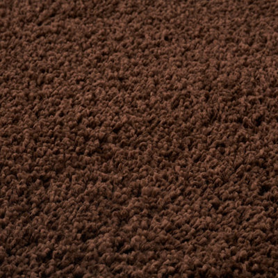 Brown Soft Plain Design Fluffy Shaggy Rugs and Runners High Pile Living ...