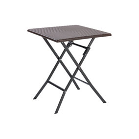 Brown Square Portable Rattan Effect Tabletop Folding Outdoor Bistro Dinging Table 61 x 74 cm
