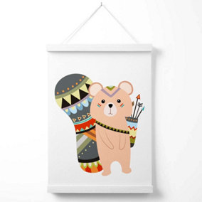 Brown Squirrel Tribal Animal Poster with Hanger / 33cm / White