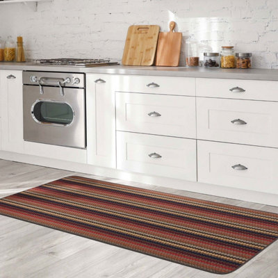 Brown Striped Dotted 8mm Thick Rectangle Mat For Bathroom, Kitchen ...