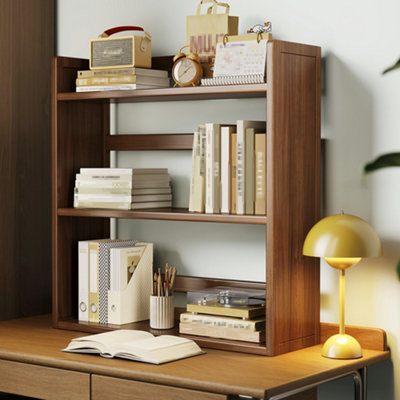 Brown Three-tier Bamboo Desktop Storage Rack Bookshelf 50cm(W) x 20cm(D ...