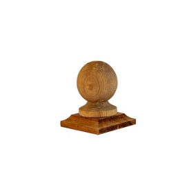 Brown Timber Fence Post Cap & Ball Finial 100 x 100mm - Fits 3 x 3" Square Posts (FREE DELIVERY)