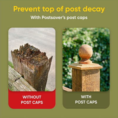 Brown Timber Fence Post Cap & Ball Finial 100 x 100mm - Fits 3 x 3" Square Posts (FREE DELIVERY) - 4