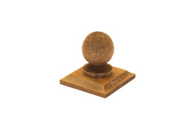 Brown Timber Fence Post Cap & Ball Finial 120 x 120mm - Fits 4 x 4" Square Posts (FREE DELIVERY)